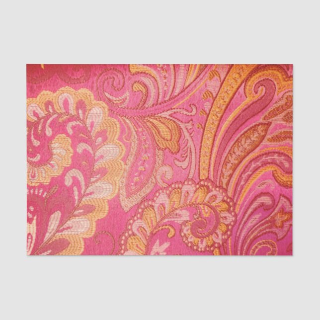 Paisley Pink und Orange Tissue Decoupage Paper Seidenpapier (Vorderseite)