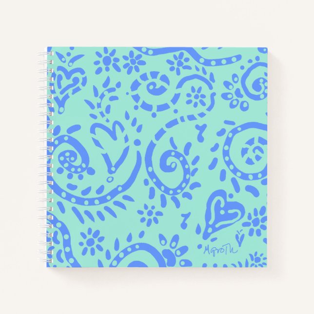 Paisley "Pip" 8.5" x 8.5" SpiralNotebook Notizbuch (Vorderseite)