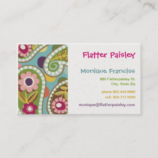 Paisley plus plat - Aqua - carte de visite