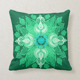 Paisley-Radsmaragdgrün-Sonne-Blume Kissen
