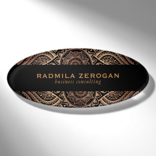 Paisley-Rahmen mit schwarzen und kopierten Tönen Namenschild