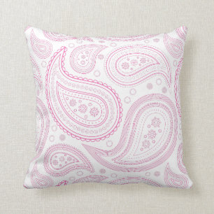 Paisley-Rosa auf weißem Wurfs-Kissen Kissen