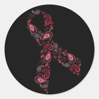 Paisley-Rosa-Farbbandaufkleber - schwarz Runder Aufkleber