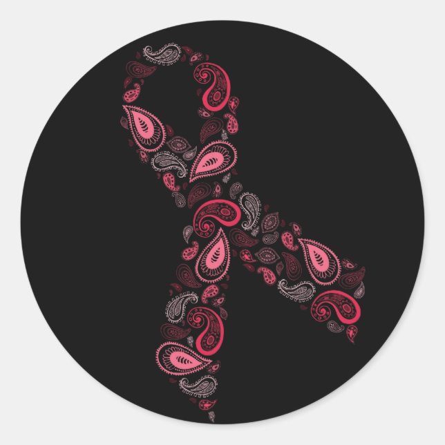 Paisley-Rosa-Farbbandaufkleber - schwarz Runder Aufkleber (Vorderseite)