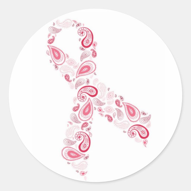 Paisley-Rosa-Farbbandaufkleber - weiß Runder Aufkleber (Vorderseite)