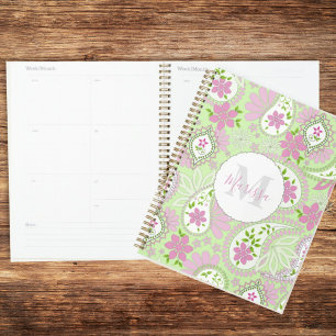 Paisley rose et vert Monogramme Personnalisé