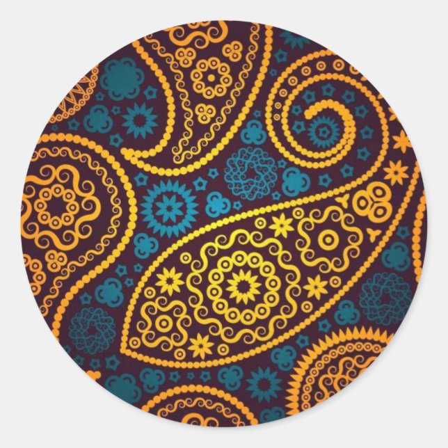 Paisley Runder Aufkleber (Vorderseite)
