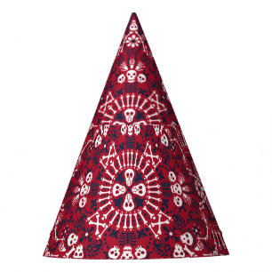 Paisley, Schädel, Bandana, Quadrat-Design. Partyhütchen