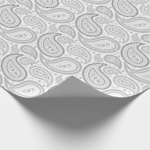 Paisley-Schwarzes auf weißem Packpapier