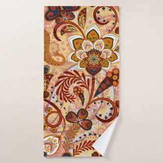 Paisley seamless pattern with flowers in indian st badehandtuch