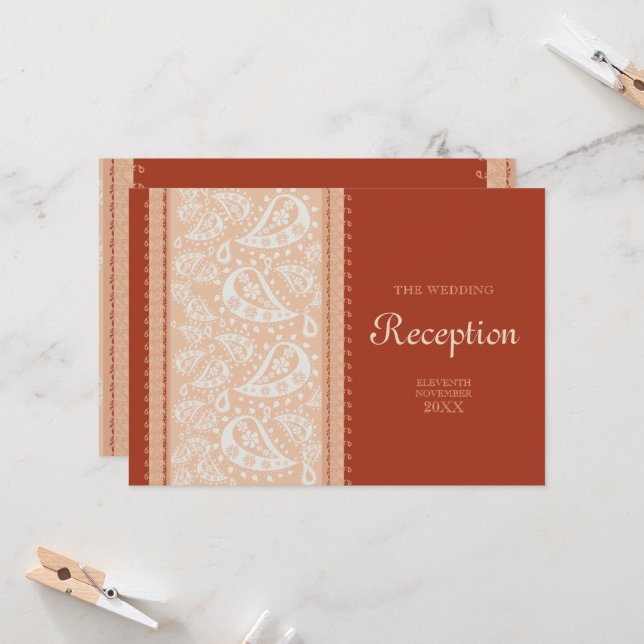 Paisley Spice Wedding Empfang Einladung (Vorderseite/Rückseite Beispiel)