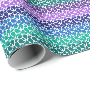 Paisley-Streifen in Modernem Lila Blau Grün Weiß Geschenkpapier