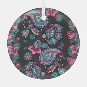 Paisley Strip: Schwarz dekorativ Nahtlos Ornament Aus Glas