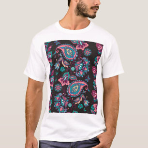 Paisley Strip: Schwarz dekorativ Nahtlos T-Shirt