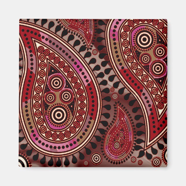"Paisley Supreme", dunkelrot von Cheryl Daniels Magnet (Vorne)