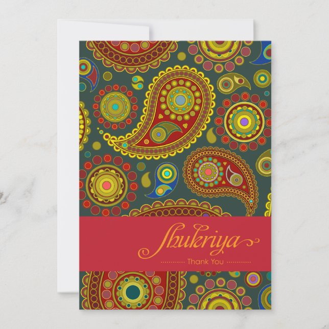 Paisley sur le carte de remerciements indien (Devant)