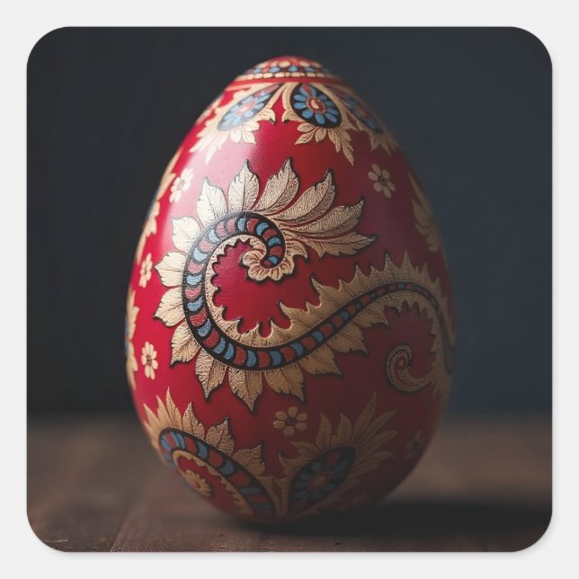 Paisley Swirl Easter Egg Quadratischer Aufkleber (Vorderseite)