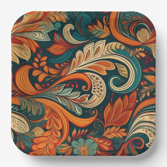 Paisley-Swirls-Papierteller Pappteller (Vorderseite)
