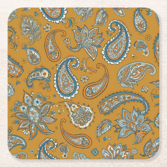 Paisley Teardrop Coaster Rechteckiger Pappuntersetzer (Vorderseite)