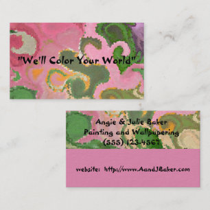 "PAISLEY/TIE-DYE DESIGN" (ROSA-, GRÜN- UND GOLDTÖN VISITENKARTE