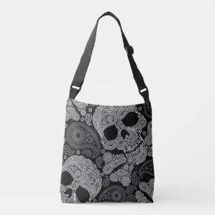 Paisley-Totenkopf Schwarz Tragetaschen Mit Langen Trägern