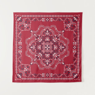 Paisley, Totenköpfe, Bandana, quadratisches Design Wandteppich