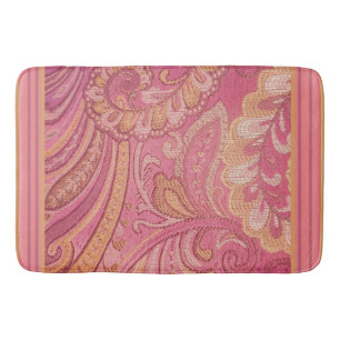 Paisley und Streifen Rosa und Orange Gold Badematte