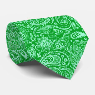 Paisley vintage vert clair sur cravate vert foncé