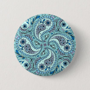 Paisley-Vögel in Babyblau Button