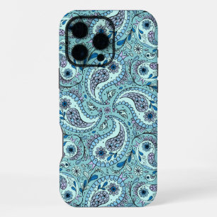 Paisley-Vögel in Babyblau iPhone 16 Pro Max Hülle