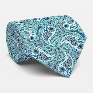 Paisley-Vögel in Babyblau Krawatte