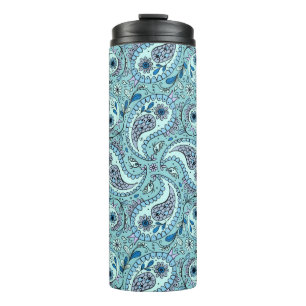 Paisley-Vögel in Babyblau Thermosbecher