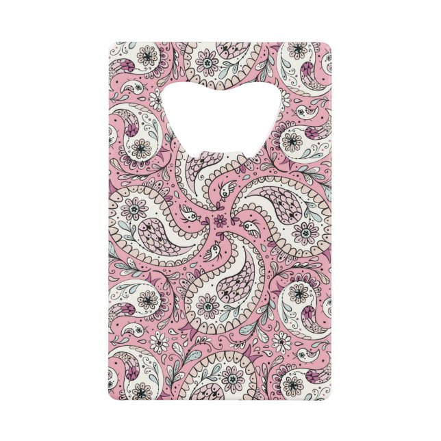 Paisley-Vögel in Babyrosa Geldbeutel Flaschenöffner (Vorderseite)