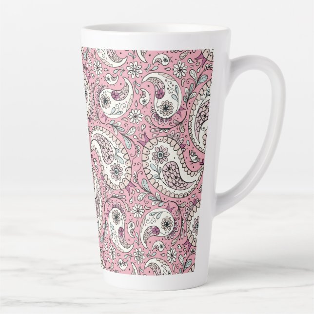 Paisley-Vögel in Babyrosa Milchtasse (Rechts)