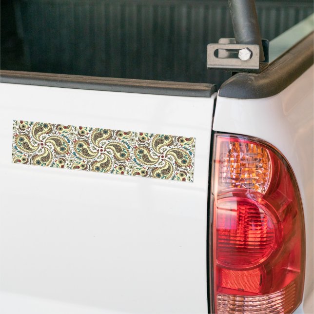 Paisley-Vögel in Gelb/Braun und Weiß Autoaufkleber (Auf Lkw)
