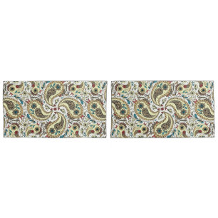 Paisley-Vögel in Gelb/Braun und Weiß Kissenbezug
