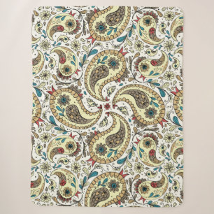 Paisley-Vögel in Gelb/Braun und Weiß Sherpadecke