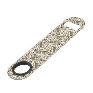 Paisley-Vögel in Gelb/Braun und Weiß Speed Flaschenöffner