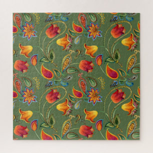 Paisley-Wasserfarbenblumen, nahtloses indisches Mo