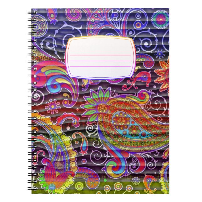 Paisley Wavy Komposition Notebook in hellen Farben Notizblock (Vorderseite)