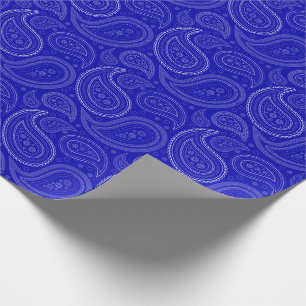 Paisley-Weiß auf Königsblau-Packpapier Geschenkpapier