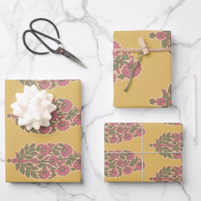 paisley Wrapping Paper Flat Sheet Set of 3 Geschenkpapier Set (Vorderseite)