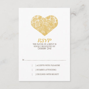 Paisley Yellow Heart Wedding Einladung UAWG