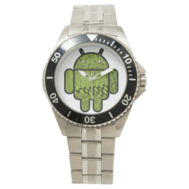 Paisley-Zeichen für Android™-Roboter Armbanduhr (Vorderseite)