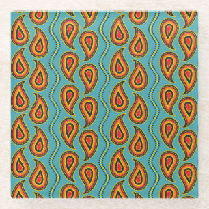 Paisley Ziertextur: Indische Eleganz. Glasuntersetzer