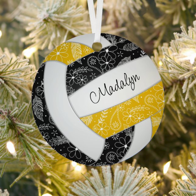 Paisleyball Federn schwarzen Blütengoldball Ornament Aus Metall (InSitu)