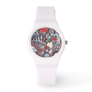 Paisleyblumengekritzel-Muster Armbanduhr