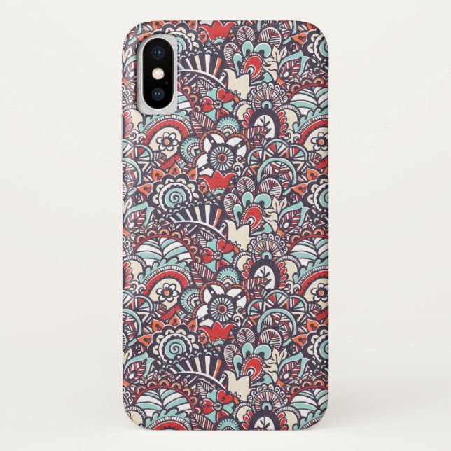 Paisleyblumengekritzel-Muster Case-Mate iPhone Hülle (Rückseite)