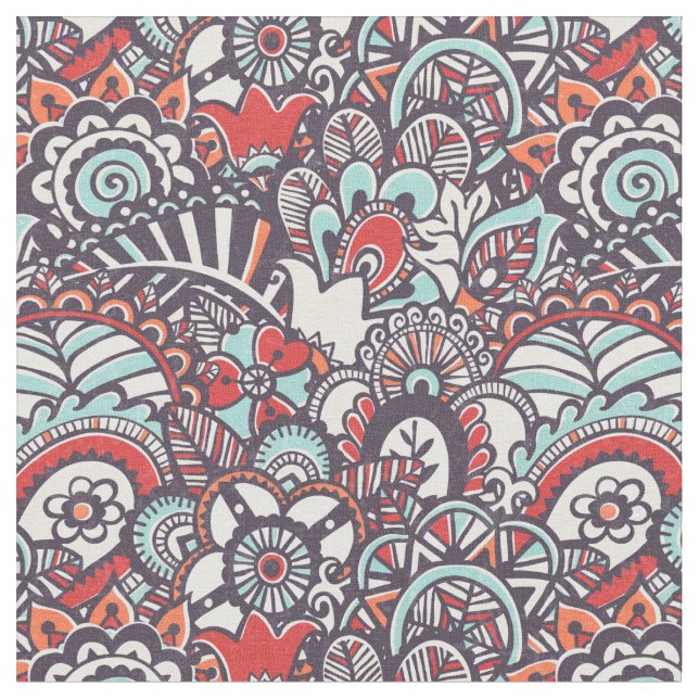 Paisleyblumengekritzel-Muster Stoff (Nahaufnahme)