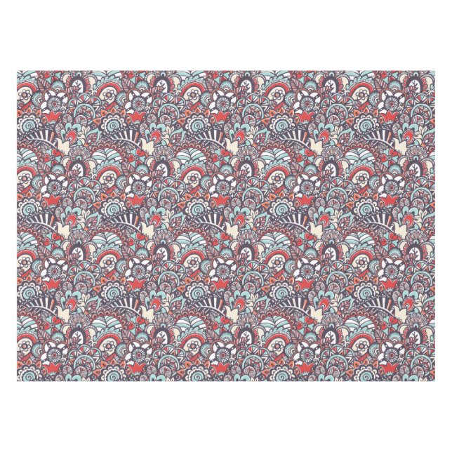 Paisleyblumengekritzel-Muster Tischdecke (Vorderseite (Horizontal))